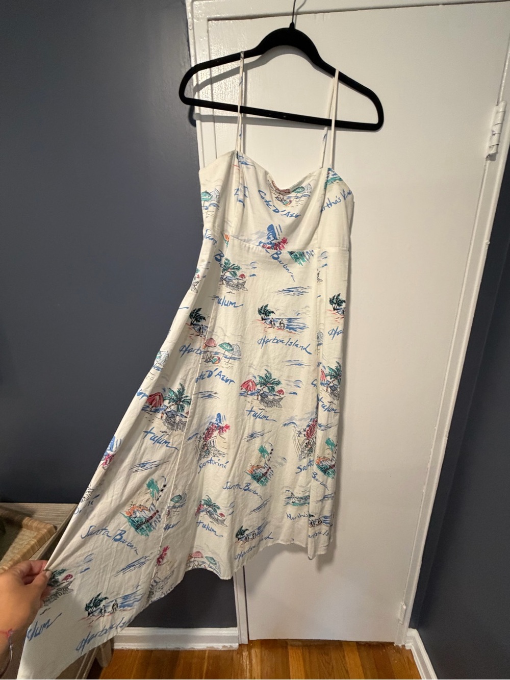 GAP White Maxi Dress with Blue, Green and Pink Tropical Print